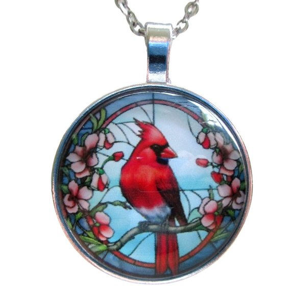 New Cardinal Pendant Necklace Stainless Chain Bird Lover Watcher Jewelry - Picture 1 of 8